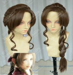 Final FantasyAerith Gainsborough Brown Long Braids Cosplay Wig 1256244