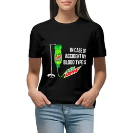 Women's Polos In Case Of Accident My Blood Type Is MTN Dew Mens Cotton T-shirt Tops Cute Female Clothing White T Shirts For Women