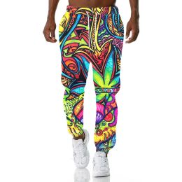 Sweatpants CJLM New Fullbody Printed Colour Leaf Psychedelic Sweatpants Men's 3D Pants Harajuku Hiphop Fashion Trousers Direct Selling 5XL