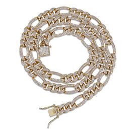 Mens Trendy Jewellery Gold Silver Colour Iced Out Ful CZ Figaro Chains Necklace Mens Bling Diamond Link Chain Rapper Hiphop Charms Gi295E