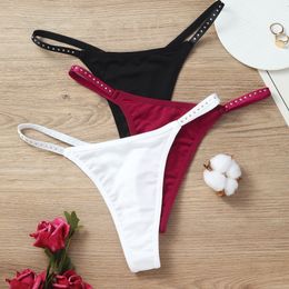 Sexy Women Thongs Panties Underwear Low Rise Rhinestone Soft Lingerie G String Underwear Seamless T Panty Lingerie Underwear