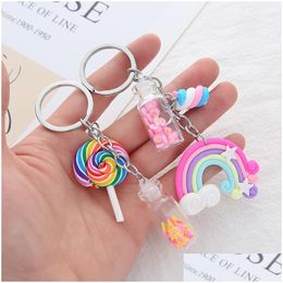 Keychains & Lanyards Quicksand Wishing Bottle Key Pendant Lollipop Students Bag Rainbow Drop Delivery Fashion Accessories Dhbd9