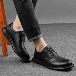 Casual Shoes Breathable Mens Oxford Genuine Calfskin Leather High-grade Dress Classic Business Formal Dating Commute Mans