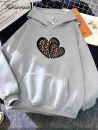 Men's Hoodies Sweatshirts Hirsionsan Goth Leopard Print Sweatshirt Women Soft Casual Loose Y2k Female Hoodies 2023 Winter New Warm Fleece Girls Clothes