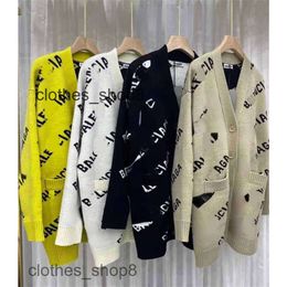 balenciga mens hoodies italy brand Paris 24 winter new letter loose medium long wool cardigan leisure V-neck single breasted coat sweater hui1 HXTM KTWH