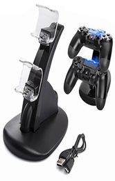 Dual USB Charging Charger Docking Station Stand Dual Charger LED Light for Sony Playstation 4 Pro Slim wireless Controller4669887