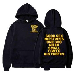 Good Sex No Stress One Boo Ex Small Circle Big Cheques Hoodies Men Funny Letter Print Pullover Streetwear Hoodie Womenmen2920295