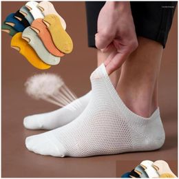 Men'S Socks 10 Pairs Mens No Show Socks Mesh Low Cut Ankle Sock Casual Invisible Cotton Non-Slip Durable Men Size 6-11 Drop Delivery Dhwby