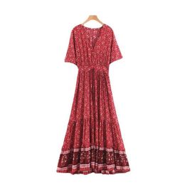 Womens Printed Stitching Tassel Long Dress Selling
