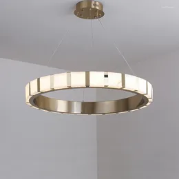 Pendant Lamps Light Luxury Circular Living Room Villa Dining Lights Modern Italian Sample Designer Marble Hall Chandelier