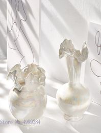 Vases Creative Ceramic Vase Shell Gloss White Flower Abstract Irregular Arrangement Hydroponics Ornaments Home Decoration2279782