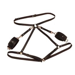 Puleather Bondage Harness Womensexy Thigh Garter Belt Bodystrap Lingerie Bdsm Waist To Leg Stockings Adult Game Gothic Suspender