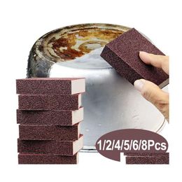 Sponges Scouring Pads 10Pcs Magic Sponge Eraser Carborundum Removing Rust Cleaning Brush Descaling Clean Rub For Cooktop Pot Kitch Dhniy