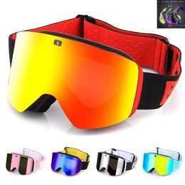 Magnetic Ski Goggles with Double Layer Polarised Lens Skiing Anti-fog UV400 Snowboard Goggles Men Women Ski Glasses Eyewear 240223