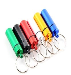 Portable Travel Aluminium alloy Waterproof Pill Case box KeyChain Medicine Storage pill container tobacco Bottle Holder Herb wax Co5440533