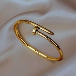 Gold Bracelet Nail Designer Bangles for Women and Men High grade antique gold nail bracelet womens Instagram popular on the internet simple luxurious nic logo