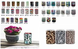 1785cm Can Cooler Slim Can Insulators Neoprene Beverage Beer Cooler Collapsible Cola Bottle Koozies Cactus Leopard Can Sleeve FT8904492