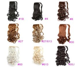 Greatremy 22quot Long Wavy Wrap Around Ponytail Hair Extension Synthetic for Girls 12Colors 1B1627276133033466061387180316