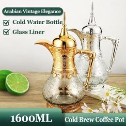 1.6L Arabic Style Coffee Pot Juice Tea Kettle Water Bottles Cold Brew Pots Kitchen Vintage Coffeeware Teaware for Family Reunion 240220