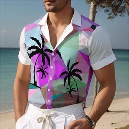 Men's Casual Shirts Coconut Tree Hawaiian Shirt Summer Beach Comfortable Fashion Street Clothing Loose Oversized Shir