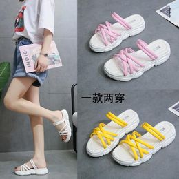 Sandals 2024 Cross Strap Wedge Heel Woman Chunky Platform Slingbacks Summer Women Slippers Thick Bottom Slides Flip Flops