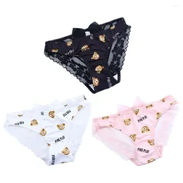 Women's Panties Cute Girls Low Waist Ruffled Lace Underwear Milk Silk Lingerie Women