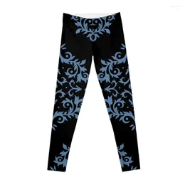 Active Pants Blue And Black Simple Damask Scroll Pattern Pairs Diamond Vogel 2024 Color Of The Year Zenith 0647 - Colour Trends Sh Leggings