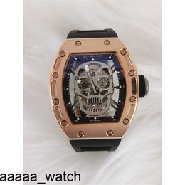 mechanical RicharMill Luxury Skull watch Head Watch Mens Same Aggressive Waterproof Hollow Out Large Dial Fully Automatic Bucket Shaped Mechanical XM8N Swiss ZF F