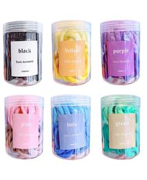 50PcsBox Girls No Crease Nylon Hair Ties Rope Bright Candy Color Elastic Ponytail Holder No Damage Towel Scrunchies5455943