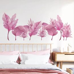 Wall Stickers Romantic Pink Leaves Living Room Decor Aesthetic Skirting Line Warm Bedroom Study Self Adhesive Mural