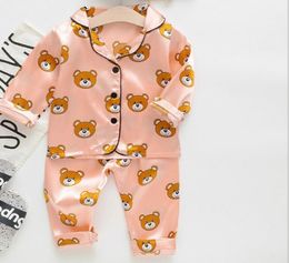 Pyjama Kids Bear Spring Long Sleeve Children039s Sleepwear Set Silk Pyjamas Suit Boys Pyjamas Sets for Kids Tracksuit Set6221278