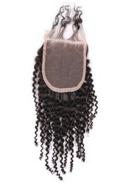 Afro Curly Closure Brazilian Human Hair Top Closures 4x4 inch Swiss Lace Kinky Curl Remy Hair Natural Color2312769