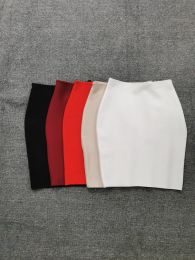 Skirt Free Shipping Sexy Women Bodycon Black White Apricot Red Wine Red Mini Bandage Skirt 2022 Designer Fashion Pencil Skirt