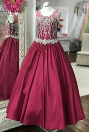 Burgundy Junior Pageant Dress 2019 Little Rosie Ballgown Pageant Gowns for Little Baby Long Rhinestones Crystal Real Po Kids Fo7395695