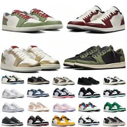 Jumpman 1 Low Casual Shoes 1S Men Pine Green Pairs University Blue Smoke Grey Starfish Red Obsidian Women Yellow Bred Year of the Dragon Basketball shoes