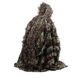 Hunting Camo 3D Leaf cloak Yowie Ghillie Breathable Open Poncho Type Camouflage Birdwatching Poncho Windbreaker Sniper Suit Gear7147997