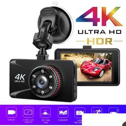 Ip Cameras Cameras Car Dvr Camera Video Recorder Dashcam Parking Monitor 4K Tra Hd Dash Cam 3 Inch Dashboard 150° Wide Drop Delivery S Dhg56