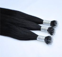 1 Black Color Silk Straight peruvian Nano Ring human Hair Extensions 08g s 200g pack Factory s All Colors Extensions1853894