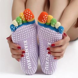 Blossomora Non-Slip Ladies Dance Pilates Socks Healthy Cotton Sports Five-toed Socks Colourful Women Yoga Socks 240220