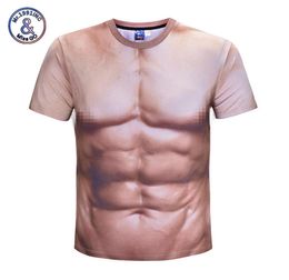 Mens 3D muscle Tshirt po spoof realistic digital printing elastic fitness Tshirt Creative summer short sleeve6824750