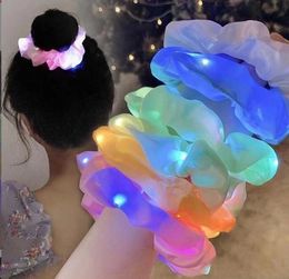 Luminous Scrunchies LED Hairband Ponytail Holder Headwear Women Girls Elastic Satin Silky Scrunchy Tie Hair Rope Accessorie