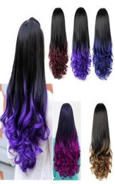 FZP 5 Colors Ladies Fashion Ombre Wig Hair Fall Dip Dye Half Wig New Fluffy Hair Wig Gradient Color 34 Half Cap Long Curly Hair W5514888