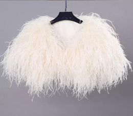 Elegant Ostrich Feather White Fur Coat Jacket Bridal Bolero For Wedding Formal Shawls Wedding Bridal Wraps Fur Formal Evening Part1160063