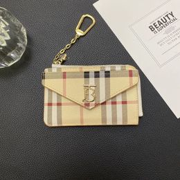 Designer fashion Ladies Card Bag Keychain Double coin purse Checked Key plated gold accessories keychain letter Men's Driving key link bag