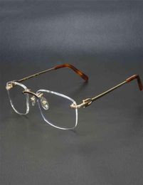 Metal Square Clear Glasses Frames for Men Women Rimless retros Optical Frame Spectacles Eyeglasses Computer 9011 RECC5778556