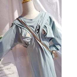 Dresses Long Sleeve pring Breastfeeding Dress Top High Quality Cotton Long Dress Pregnant Women Maternity Clothes 6038B