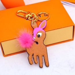 Brand Design Couples Key Wallet Valentine's Day Baby Doe Bag Decoration Keychain Cute Deer Keyring For Girlfriend Luxury Lett203D