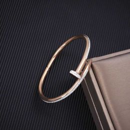 Gold Bracelet Nail Designer Bangles for Women and Men Titanium Steel Colourless Womens 18K Rose Water Diamond ins Small Design 2024 New