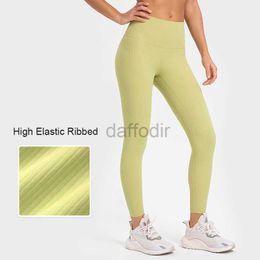 Active Pants L362 Ribbed High-Rise Pant Yoga Pants Have T-Line Nude Sense Leggings Buttery Soft Running Tight Sweatpants Women Trousers 240308