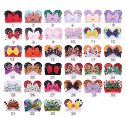 sequined Mouse Ears Headband Big Hair Bow Headbands Headwrap Fabric Elastic Bowknot DIY Hair with Bows baby wide halloween hairban4465093